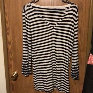 striped shirt with embroidered cuffs